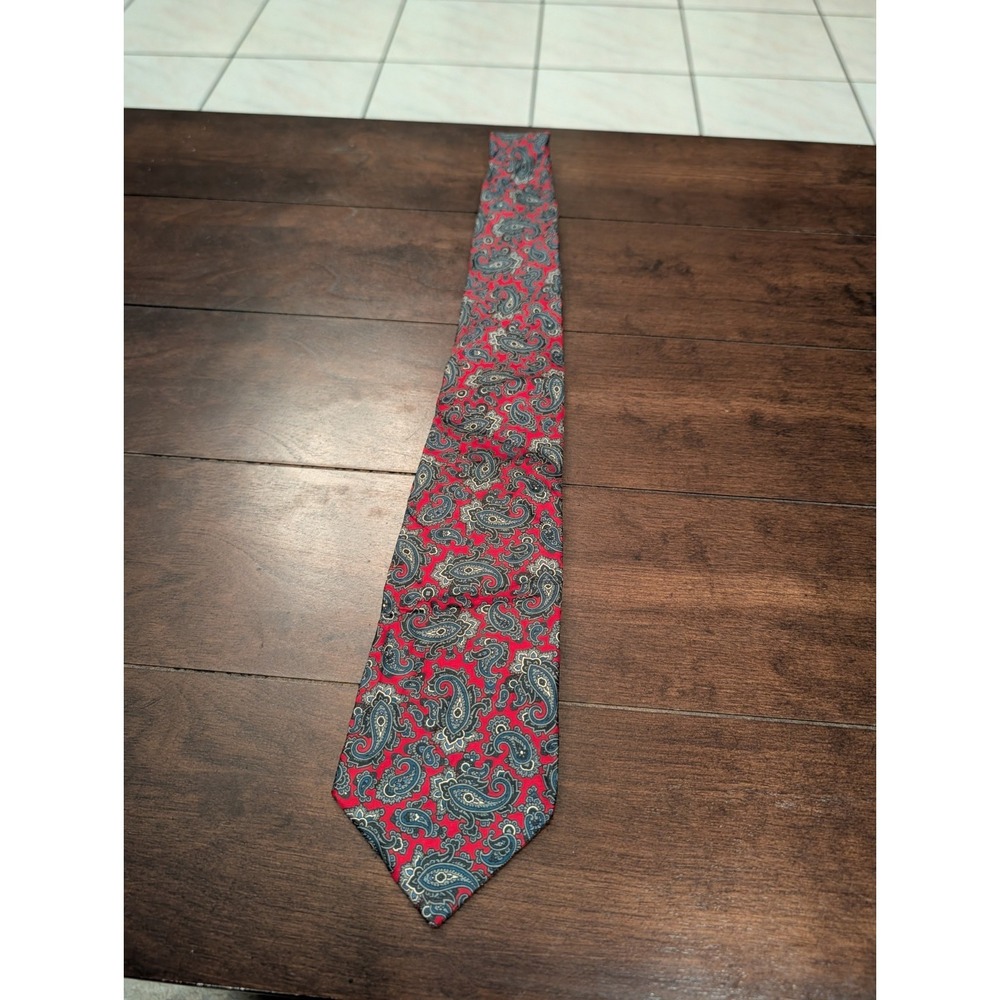 Claybrooke Handmade Mens Paisley Silk Neck Tie Vintage Red Blue Gold Necktie